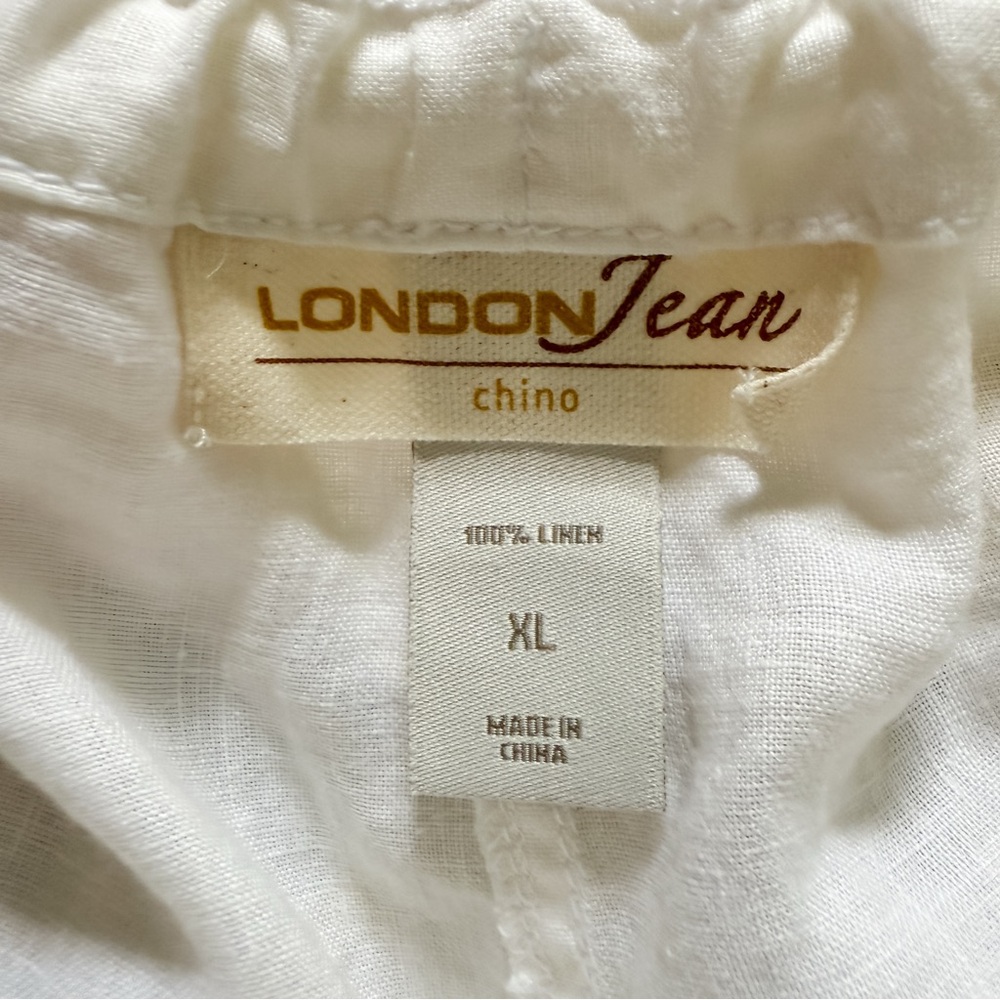 London Jean•Off White Linen Shorts•Drawstring Waist•Size:XL - Picture 5 of 7